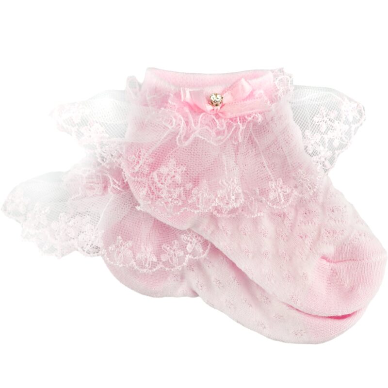 JW Baby Collection καλτσούλες με τούλι «Pink Daisies»