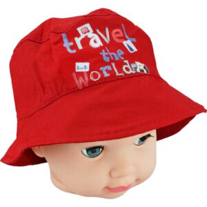 Κόκκινο καπέλο Bucket Cap & More για αγόρια, 100% βαμβάκι, προσφέρει δροσιά και προστασία από τον ήλιο για καθημερινές δραστηριότητες.